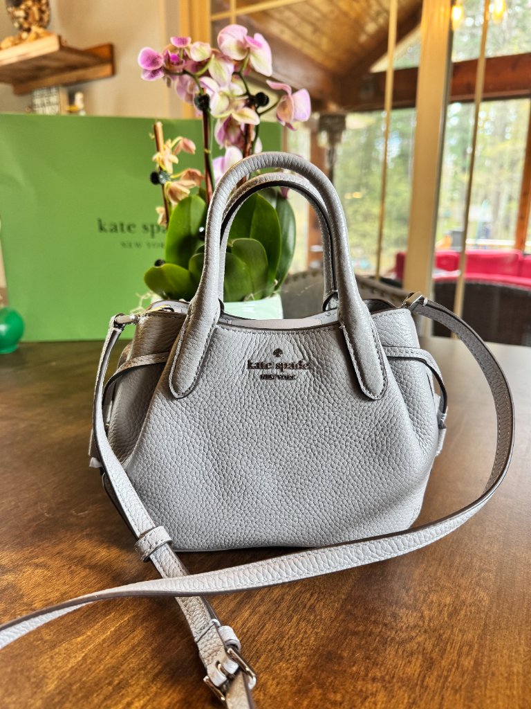 Kate Spade Dumpling Mini Leather Satchel Crossbody In Mountain Grey Ki859